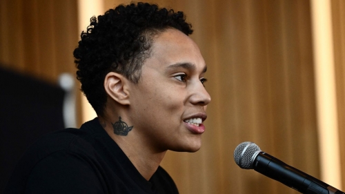 Griner speaks during a news conference last week. 