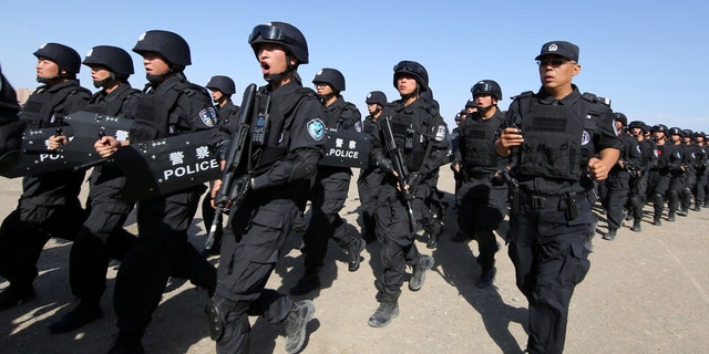 Chinese soldiers in Xinjiang