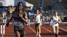 KINGSVILLE, TX - MAY 25:  CeCe Telfer of Franklin Pierce wins the 400 meter hurdles during the Division II Men's and Women's Outdoor Track & Field Championships held at Javelina Stadium on May 25, 2019 in Kingsville, Texas. (Photo by Rudy Gonzalez/NCAA Photos via Getty Images)