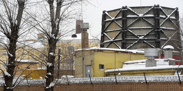 Lefortovo prison wall and barbed wire