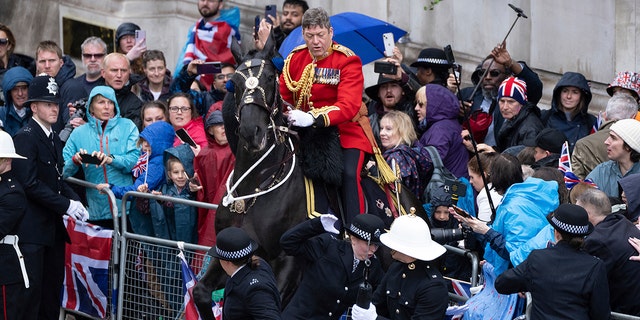 Horse backing into barricade