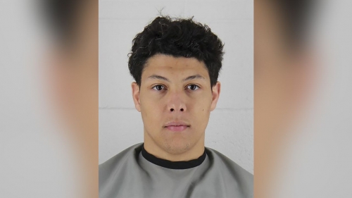 This photo released by the Johnson County Sheriff's Office in Kansas, on Wednesday, May 3, shows Jackson Mahomes. The brother of Kansas City Chiefs quarterback Patrick Mahomes was booked into jail Wednesday on aggravated sexual battery charges.
