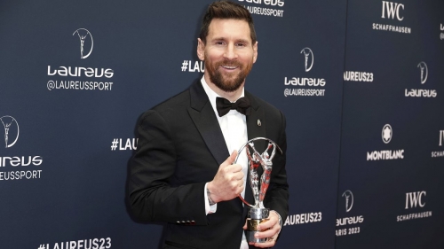 Lionel Messi on the red carpet during the Laureus World Sports Awards in Paris on May 8.