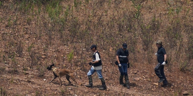 Authorities search for evidence with K9s in the Algave, Portugal.