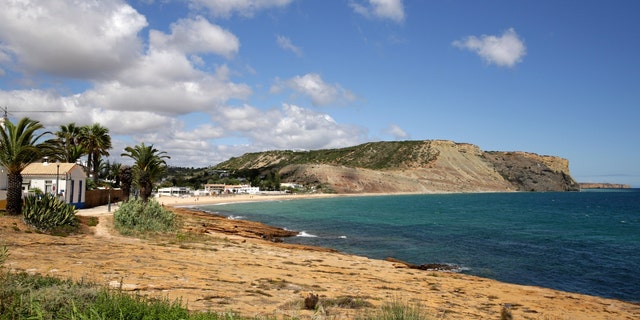 A view of the coastline in Praia da Luz, in Portugal's Algarve coast