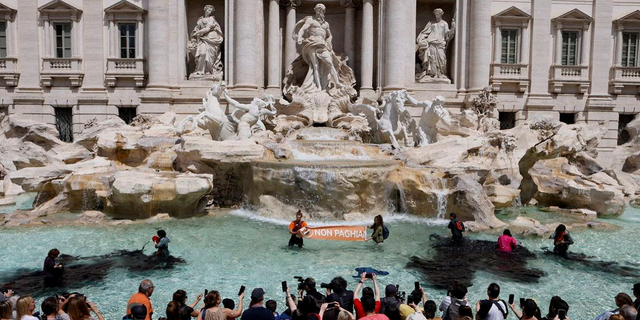 Climate protest Trevi Fountain