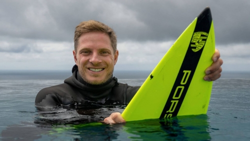 Steudtner holds the world record for the biggest wave ever surfed. 