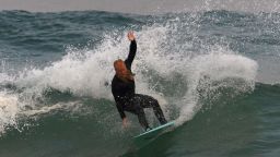 Blake Johnston set out to break the world record for the longest surfing session on Cronulla Beach in Sydney on March 16, 2023. 