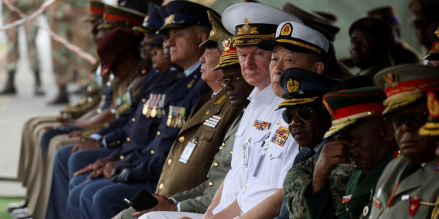 military officials review parade in South Africa