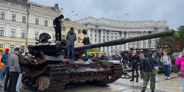 Broken-down tank in Kyiv.