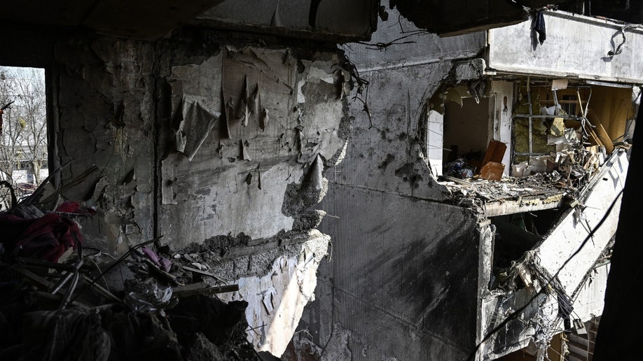 Damaged buildings in Zaporizhzhia, Ukraine