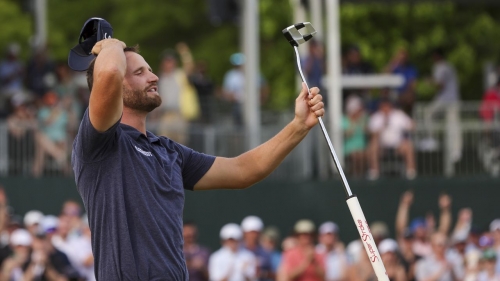 Clark celebrates a first career PGA Tour title.