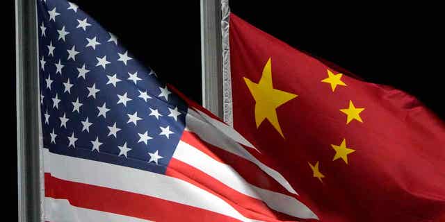 The American and Chinese flags 