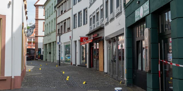 Markers near crime scene of stabbing in Germany