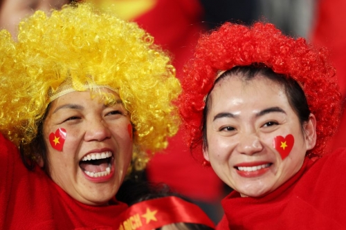 Vietnam fans show their support before the Portugal match.