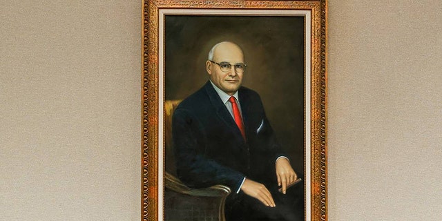 A painting of Randolph Murdaugh on the wall of a courthouse