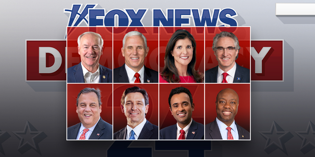 Fox News graphich with headshots of debate participants
