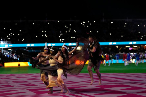 Dancers perform during the opening ceremony at Auckland's Eden Park.