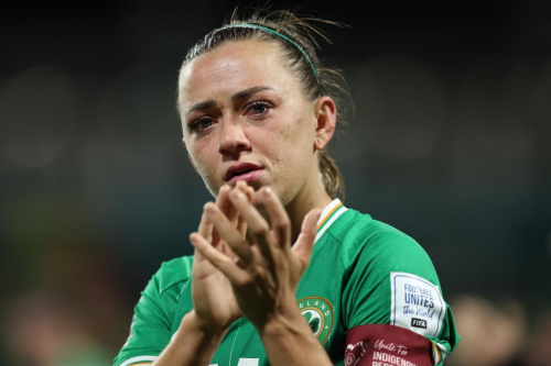Ireland's Katie McCabe applauds fans after the match against Canada.
