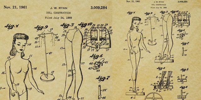 Drawings of Barbie patents show the dolls measurements