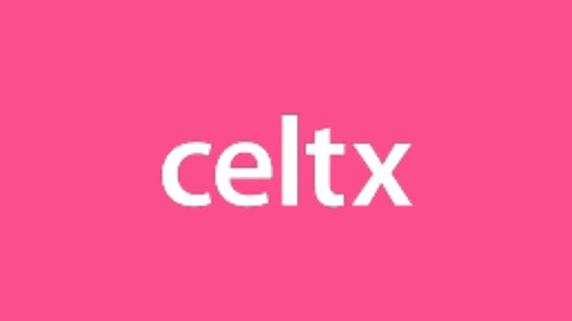Celtx logo on a pink background
