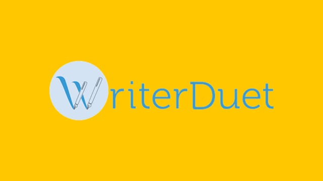 Writer Duet logo on a yellow background
