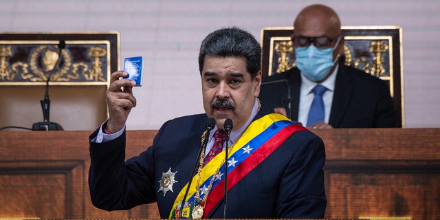 Venezuelan president Nicolas Maduro gives State of the Union speech wearing flag inspired sash