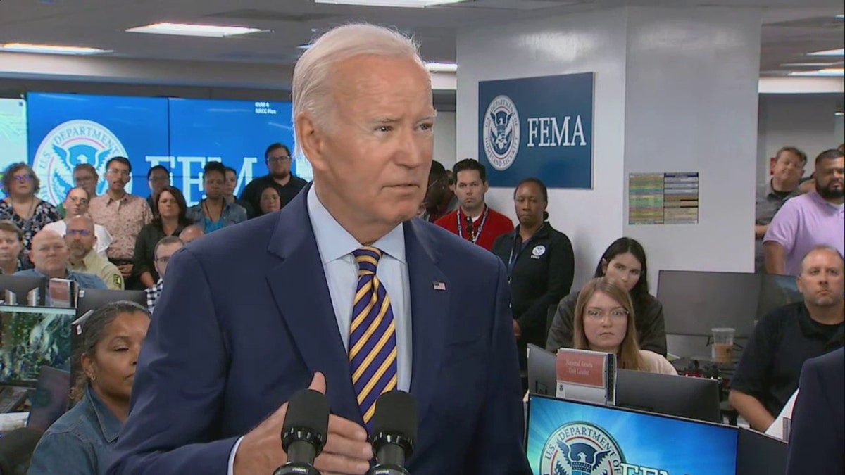 President Biden speaks to reporters at FEMA headquarters