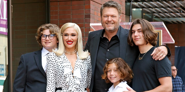 Blake Shelton, Gwen Stefani, and her sons on the Hollywood Walk of Fame