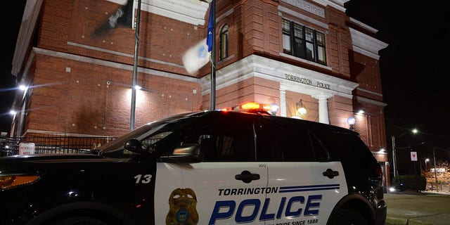 Torrington Police Department cruiser in front of headquarters