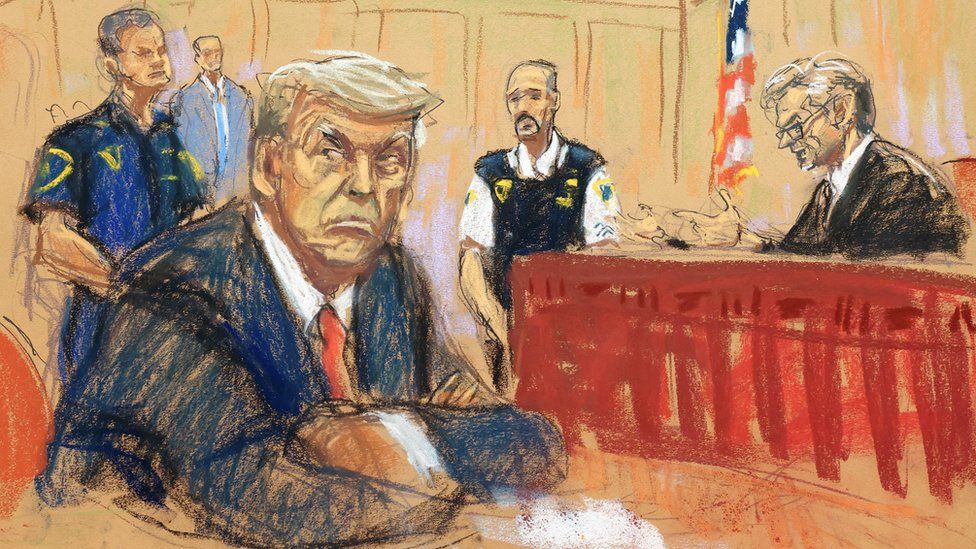 Donald Trump in court in New York in April