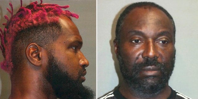 Booking photos of two men who allegedly kidnapped a doctor from the Brooklyn Mirage.