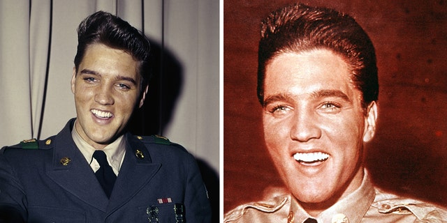 Elvis Presley wears Army uniform in portrait snaps