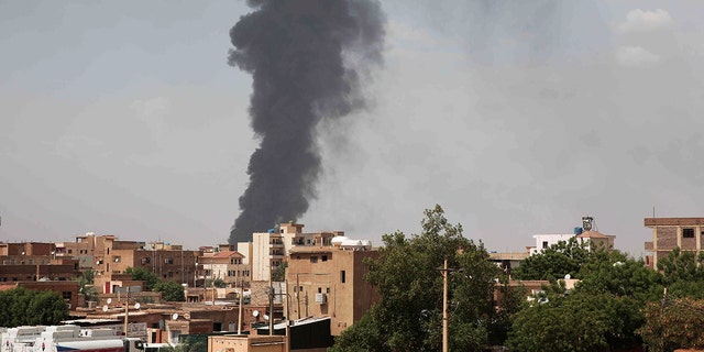 Smoke rises over Khartoum, Sudan