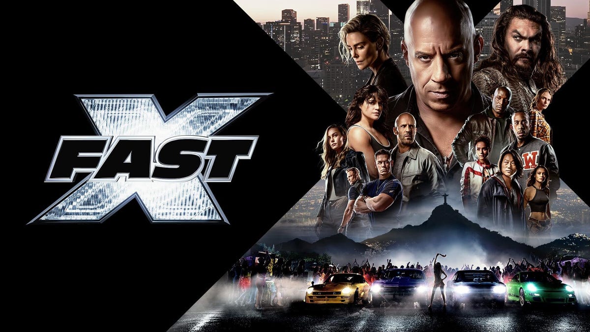 poster with fast and furious characters and car headlights