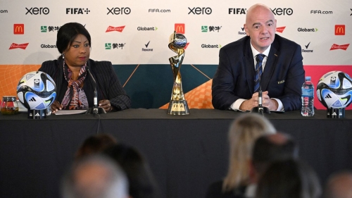 FIFA president Gianni Infantino (R) praised the growth of the women's game in last 10 years and believes the tournament will win over skeptics in a media conference on Thursday ahead of the Women's World Cup's start on July 20.