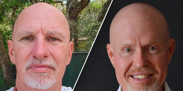 Swilley Smith split image, both have bald heads and white goatees