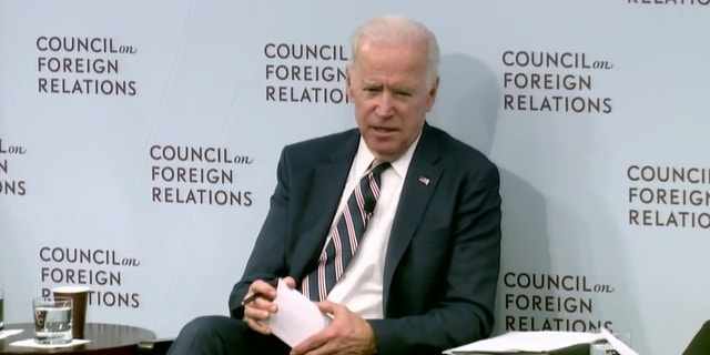 Joe Biden speaks during an event hosted by the Council on Foreign Relations on Jan. 23, 2018.