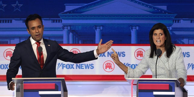 Nikki Haley and Vivek Ramaswamy argue on debate stage