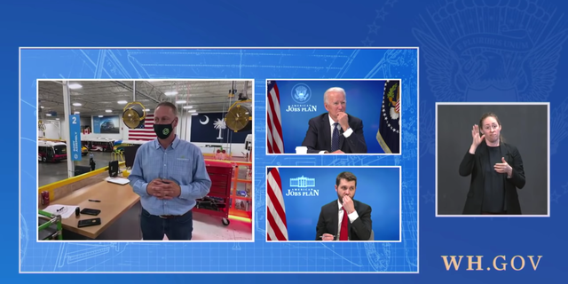 President Biden and former senior White House economic adviser Brian Deese host Proterra at a virtual White House event on April 20, 2021.