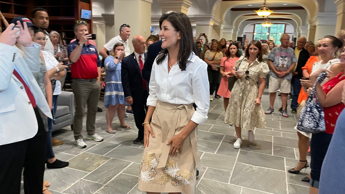 Nikki Haley greets supporters at town hall