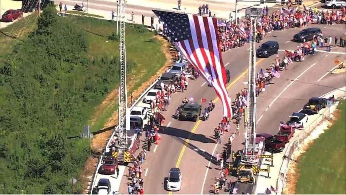 The funeral procession for Lance Cpl. Jared Schmitz