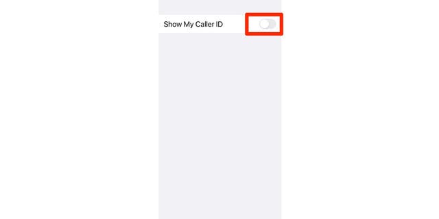 Screenshot of "Show My Caller ID" option toggled off