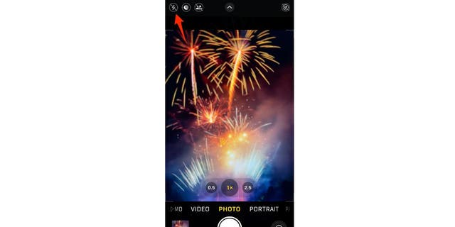 iPhone camera screen showing fireworks