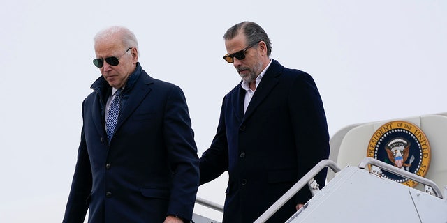 Hunter Biden gets off plane with president
