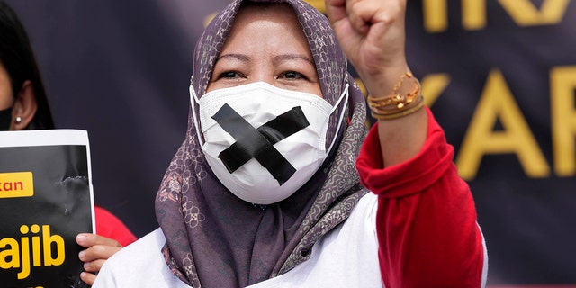 A masked activist