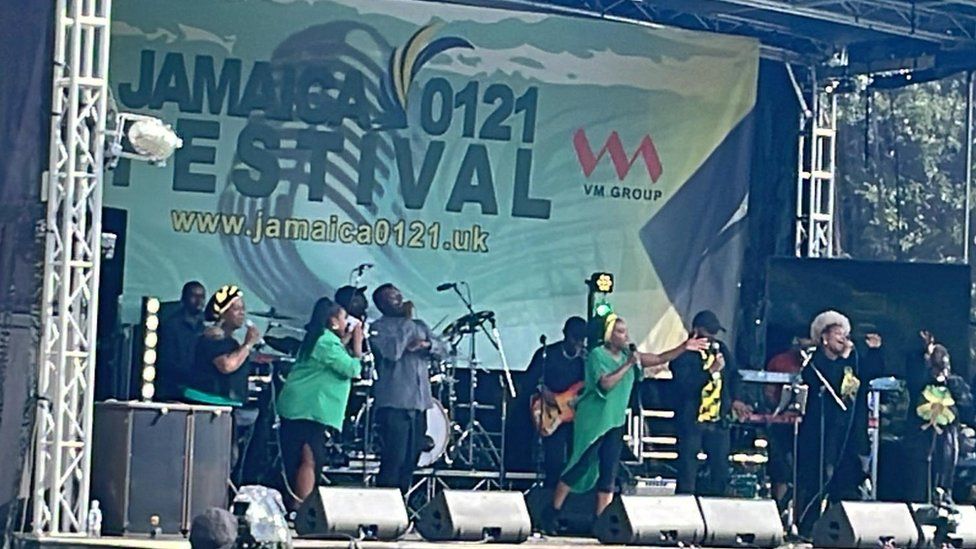 Performers on stage at the Jamaica 0121 festival