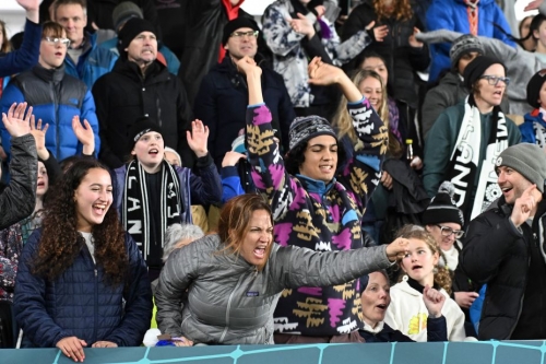 New Zealand fans react during the match against Norway, which was played in Auckland, New Zealand.