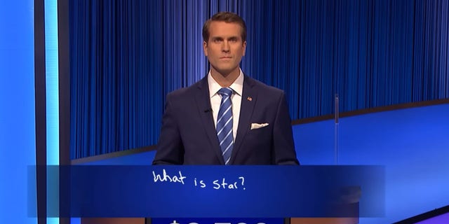 A photo of a "Jeopardy!" contestant during Final Jeopardy, he answered "What is star?"