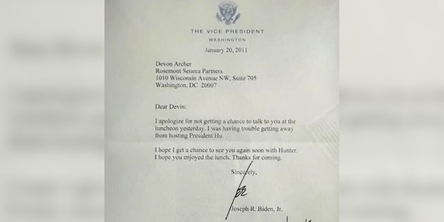Joe Biden letter to Devon Archer